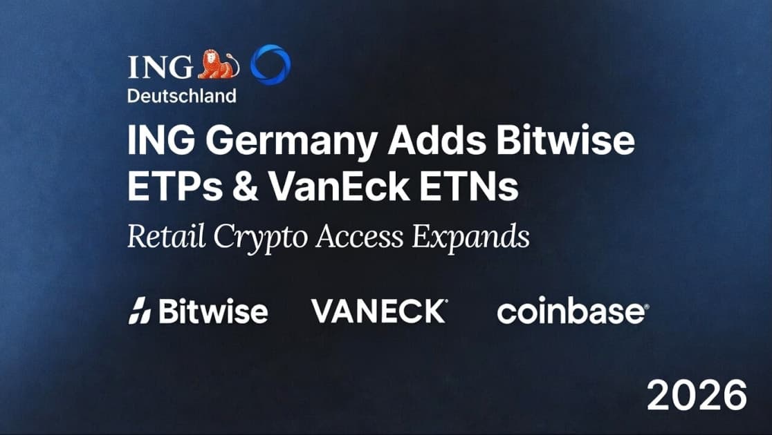 ING Germany Expands Crypto Access: Adds Bitwise ETPs and VanEck ETNs for Retail Clients