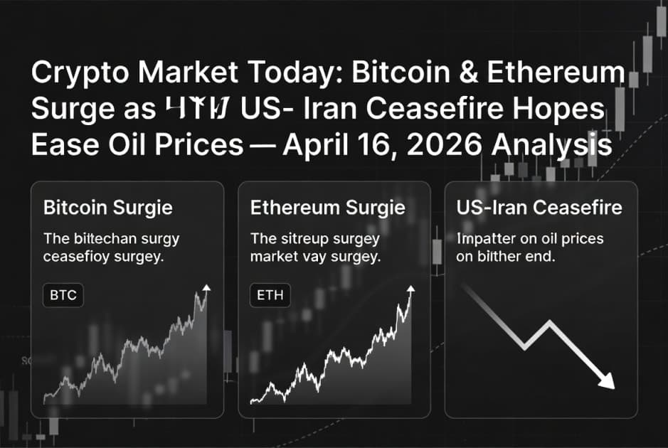 Crypto Market Today: Bitcoin & Ethereum Surge as US-Iran Ceasefire Hopes Ease Oil Prices – April 16, 2026 Analysis