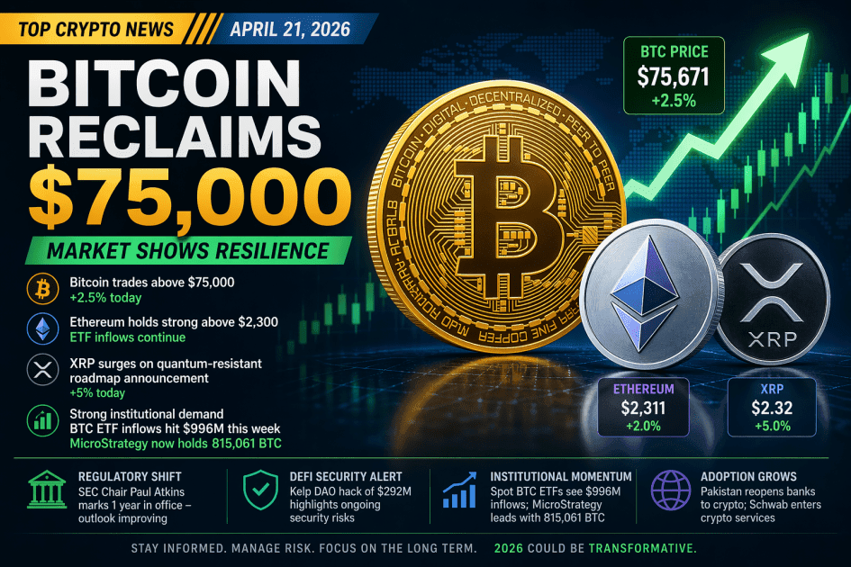 Bitcoin Reclaims $75,000 as Crypto Markets Stabilize: Top News, Analysis, and What It Means for Investors in April 2026