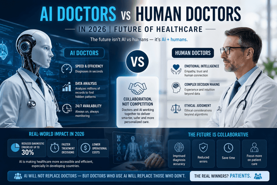 AI Doctors vs Human Doctors: Who Will Lead Healthcare in 2026?